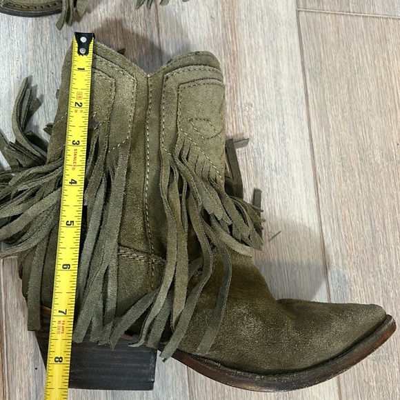 Free People Lawless Fringe Taupe Block Heel Western Ankle Boots Size 36 / 6 - Picture 15 of 16